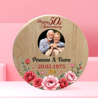 Personalized Photo Frame For Home Bedroom Bedside Desk Decor  Gift For Parents & Grandparents (50th Anniversary Frame)